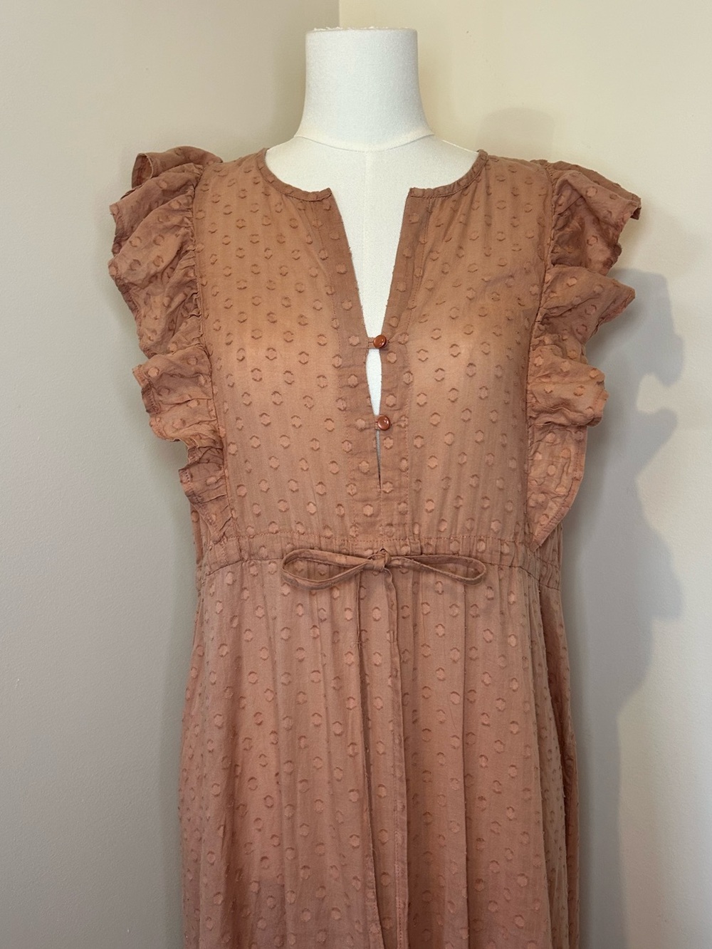 Emerson Fry India Collection Chandra Dress Pink Swiss Dot 100% Cotton Size L - Picture 6 of 13